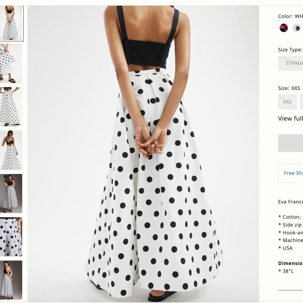 Eva Franco Polka Dot Midi Skirt Small NWT - Picture 2 of 10